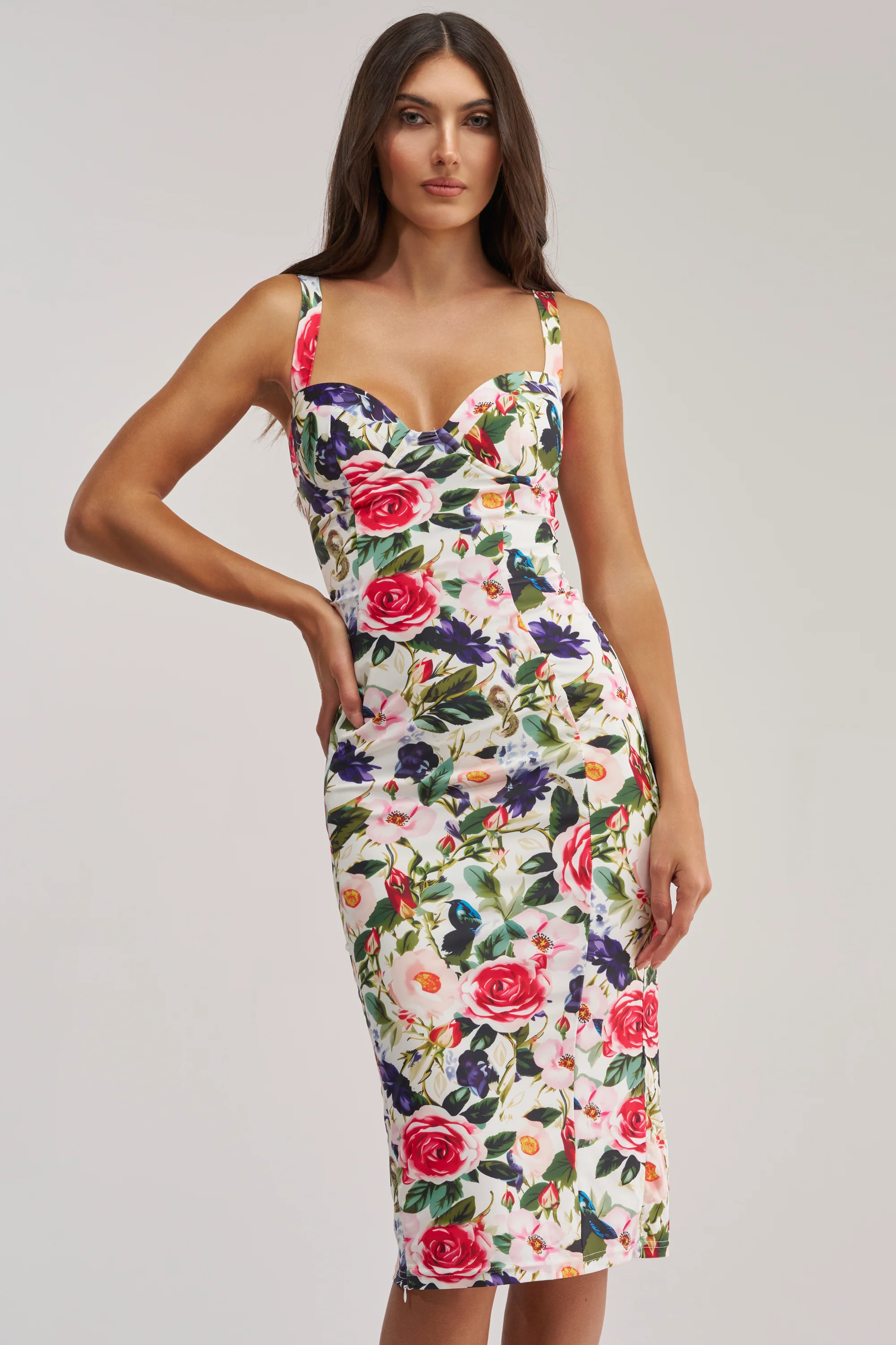 TALK IS CHEAP FLORAL MIDI DRESS - Akira Wear