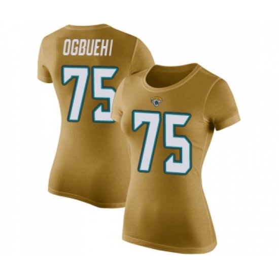 Football Women's Jacksonville Jaguars #75 Cedric Ogbuehi Gold Rush Pride Name & Number T-Shirt - Jersey