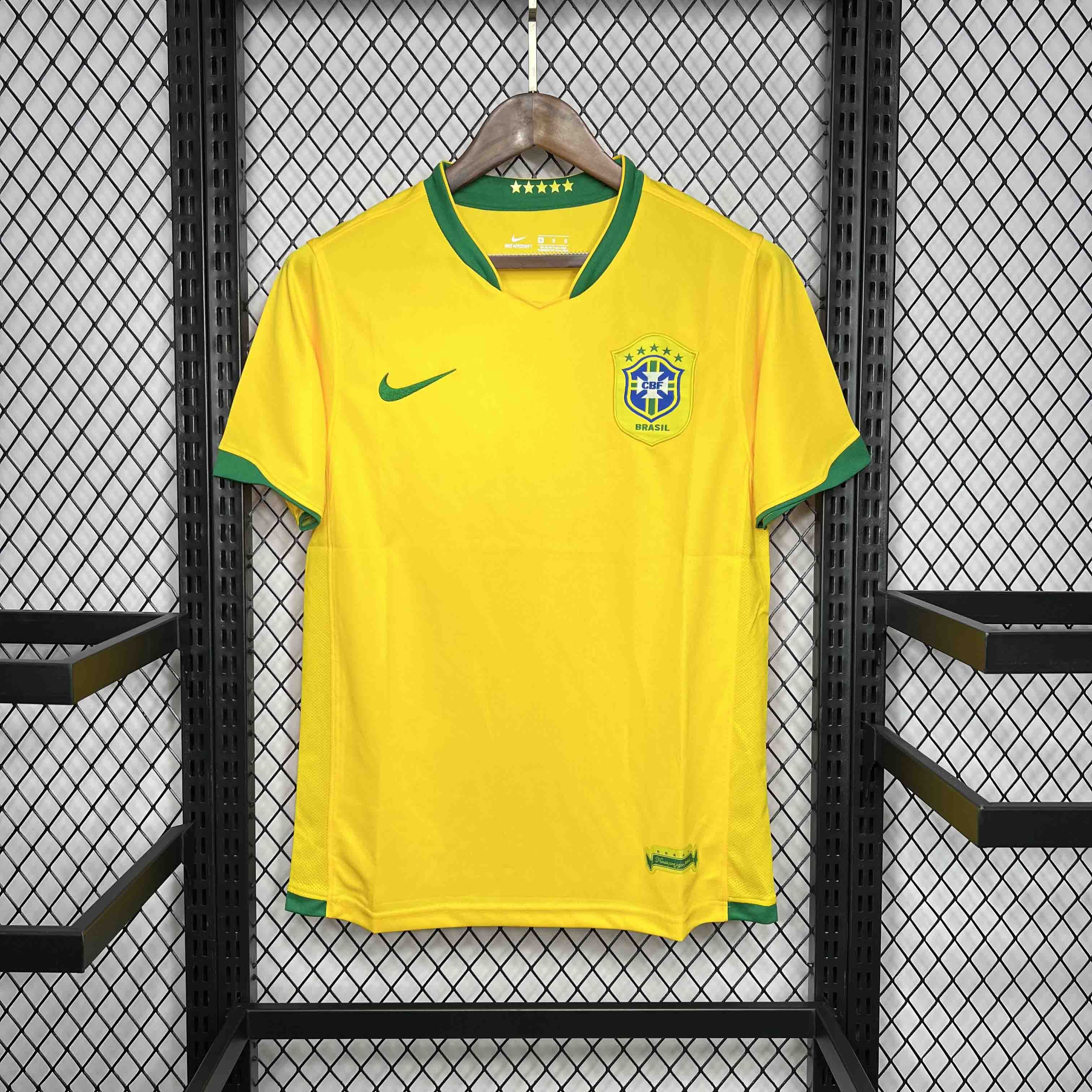 Brazil Retro Jersey Custom Home Soccer Jersey World Cup 2006 - Jersey