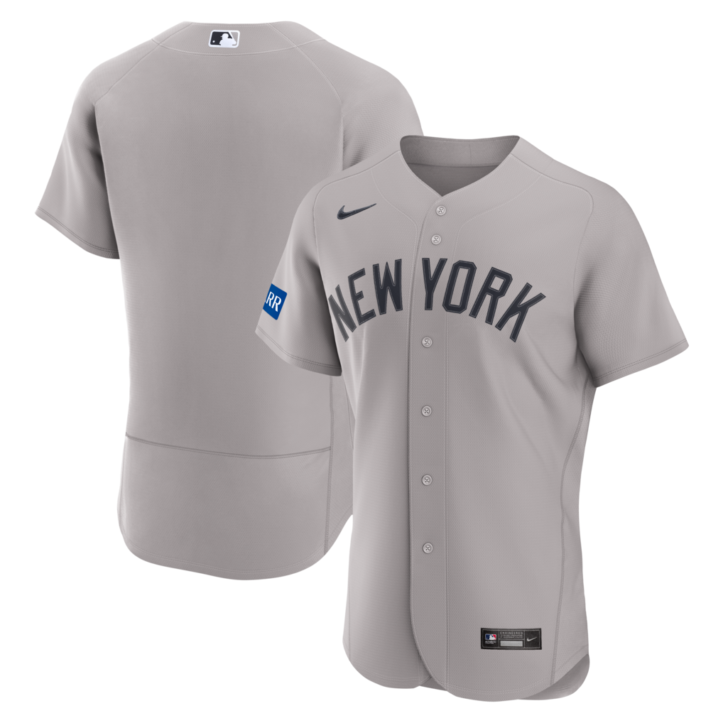 Men's New York Yankees Nike Gray Road Sponsor Patch Authentic Jersey - Jersey