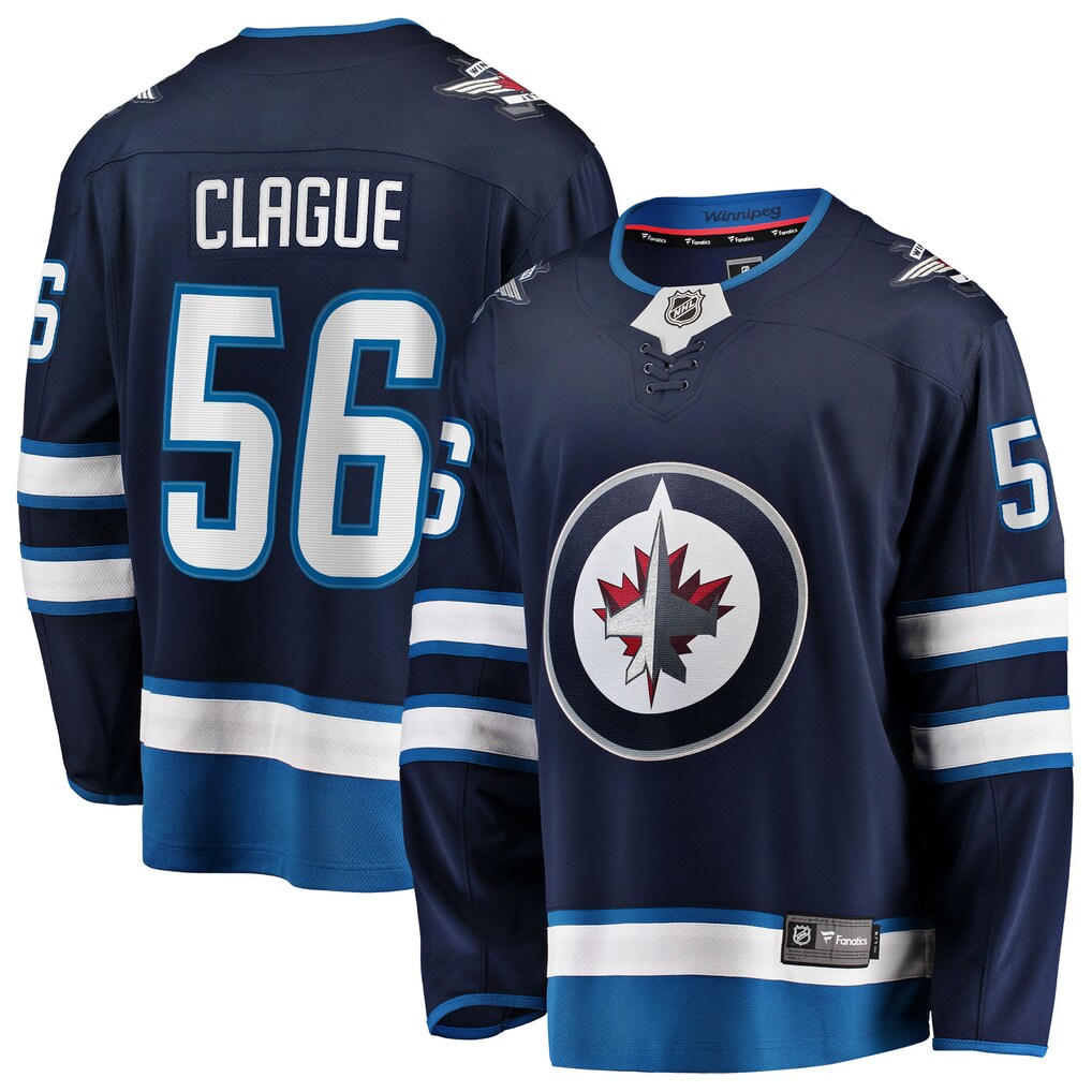 Men's Winnipeg Jets Kale Clague Fanatics Navy Home Breakaway Jersey - Jersey