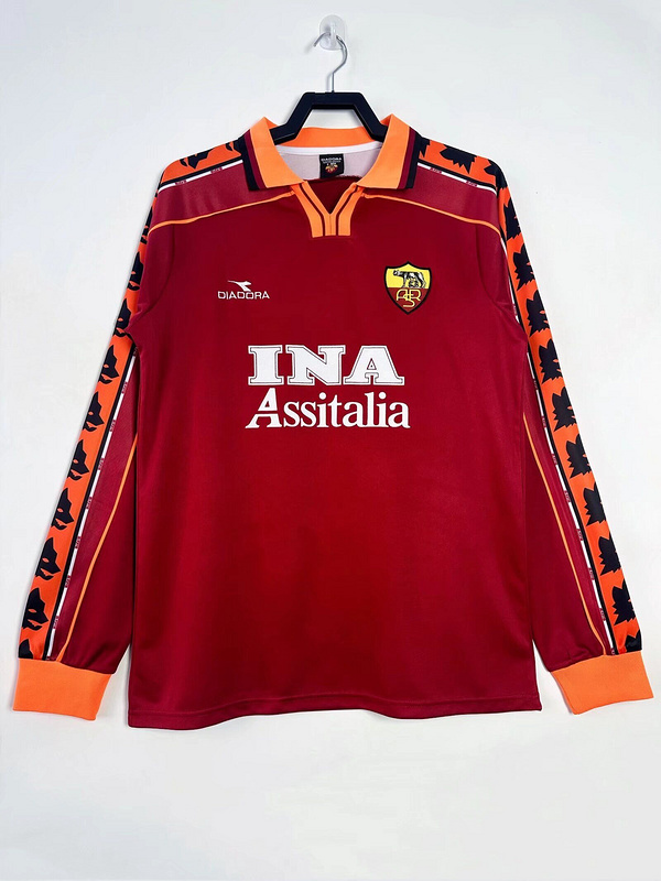 Roma Retro Soccer Jersey Home Long Sleeve Custom Shirt 1998/99 - Jersey