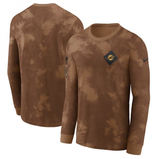 Men's Miami Dolphins Brown 2023 Salute To Service Long Sleeve T Shirt - Jersey