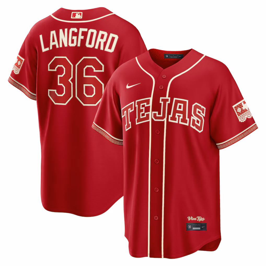 Men's Texas Rangers Wyatt Langford Nike Red 2026 City Connect Stadium Jersey - Jersey