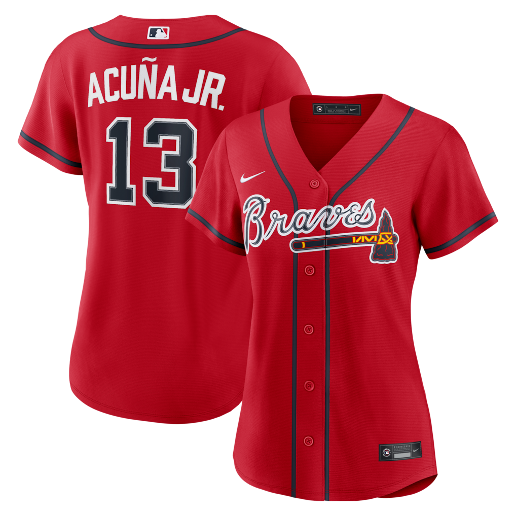 Women's Atlanta Braves Ronald Acuña Jr. Nike Red Alternate Replica Jersey - Jersey