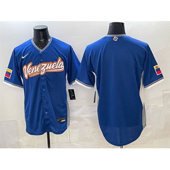 Men's Venezuela Baseball Blank Blue 2026 World Baseball Classic Road Stadium Stitched Jersey - Jersey