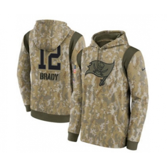 Men's Tampa Bay Buccaneers #12 Tom Brady Camo 2021 Salute To Service Therma Performance Pullover Football Hoodie - Jersey