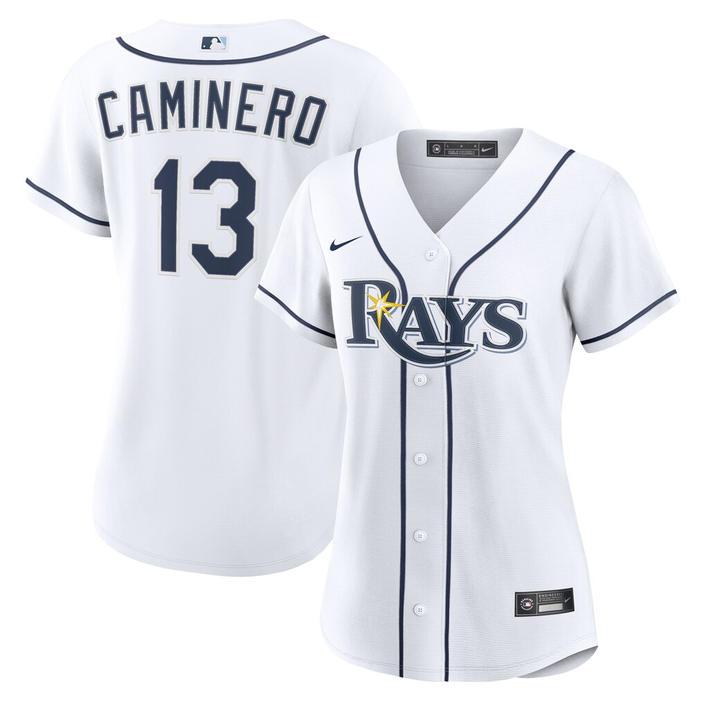 Women's Tampa Bay Rays Junior Caminero Nike White Home Replica Jersey - Jersey