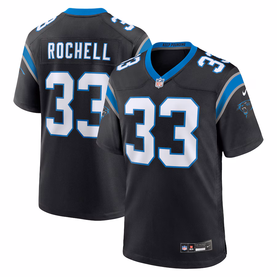 Men's Carolina Panthers Robert Rochell Nike Black Team Game Jersey - Jersey