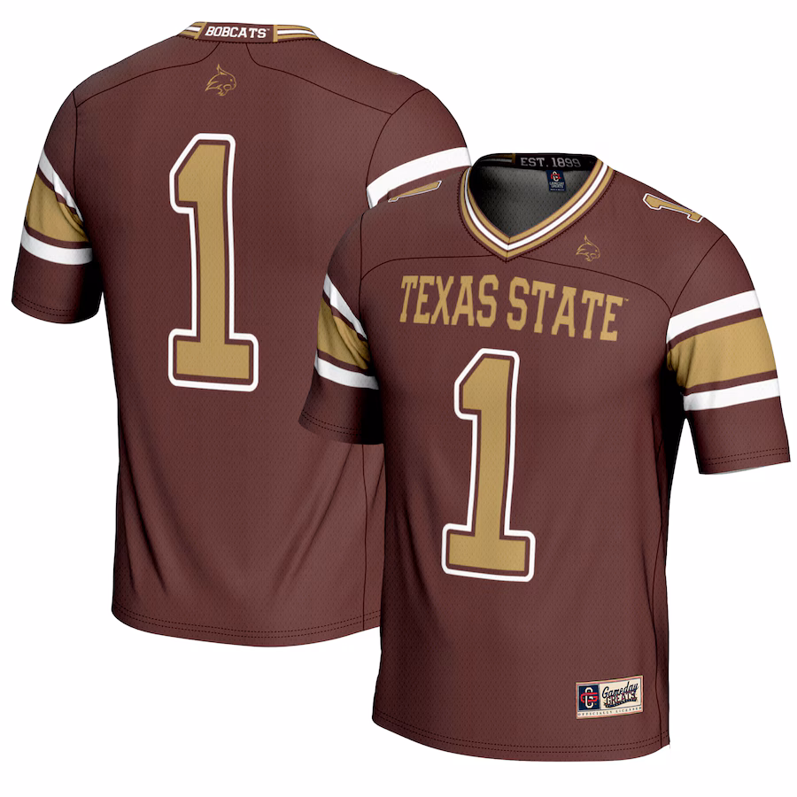 Men's GameDay Greats #1 Maroon Texas State Bobcats Endzone Football Jersey - Jersey