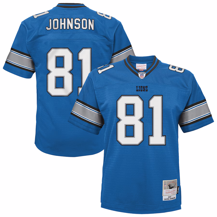 Youth Detroit Lions Calvin Johnson Mitchell & Ness Blue Legacy Replica Jersey - Jersey