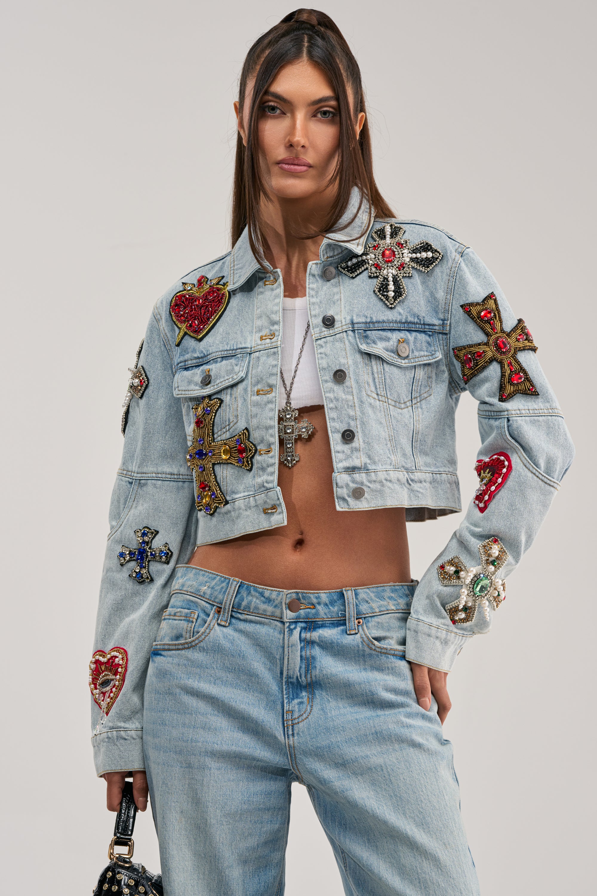 GIVE AND TAKE EMBELLISHED DENIM JACKET - Akira Wear