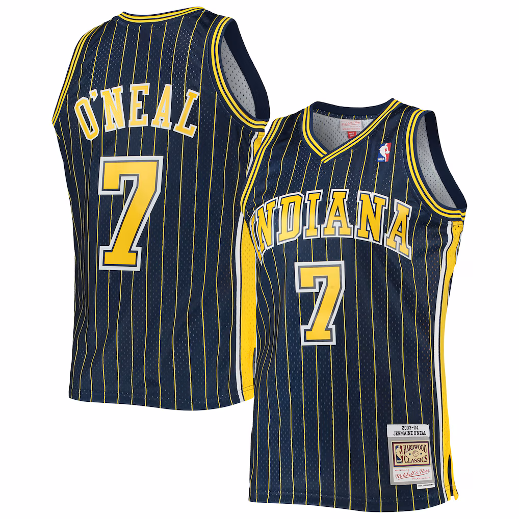 Men's Indiana Pacers Jermaine O'Neal Mitchell & Ness Navy 2003/04 Hardwood Classics Swingman Jersey - Jersey