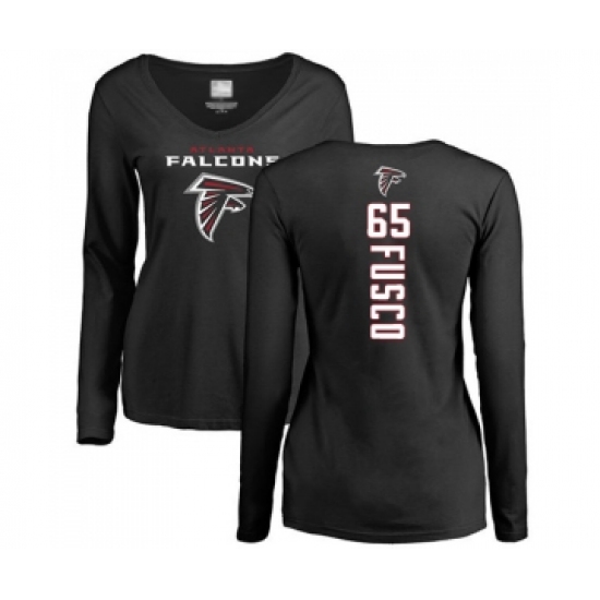 Football Women's Atlanta Falcons #65 Brandon Fusco Black Backer Long Sleeve T-Shirt - Jersey