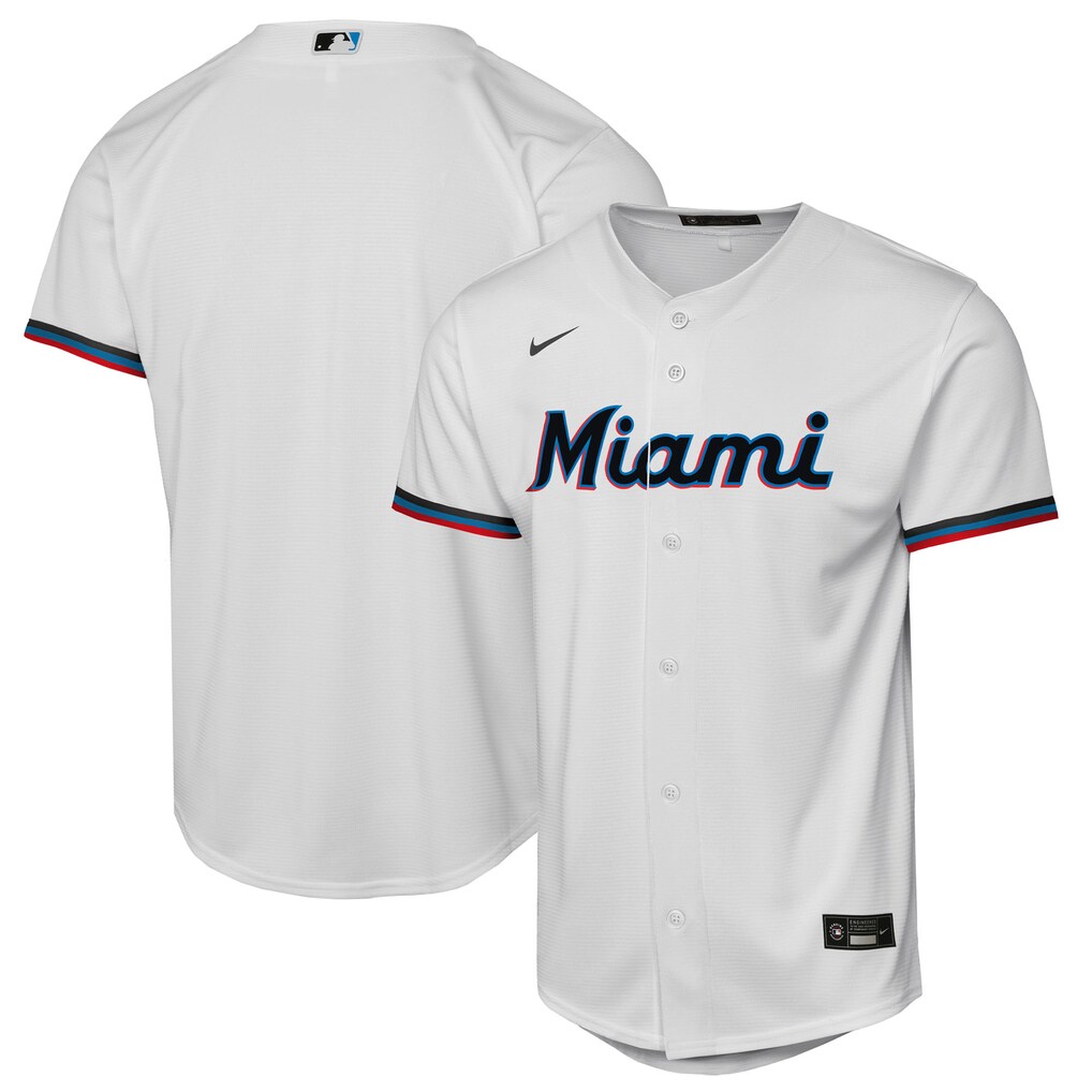 Youth Miami Marlins  Nike White Home Replica Jersey - Jersey