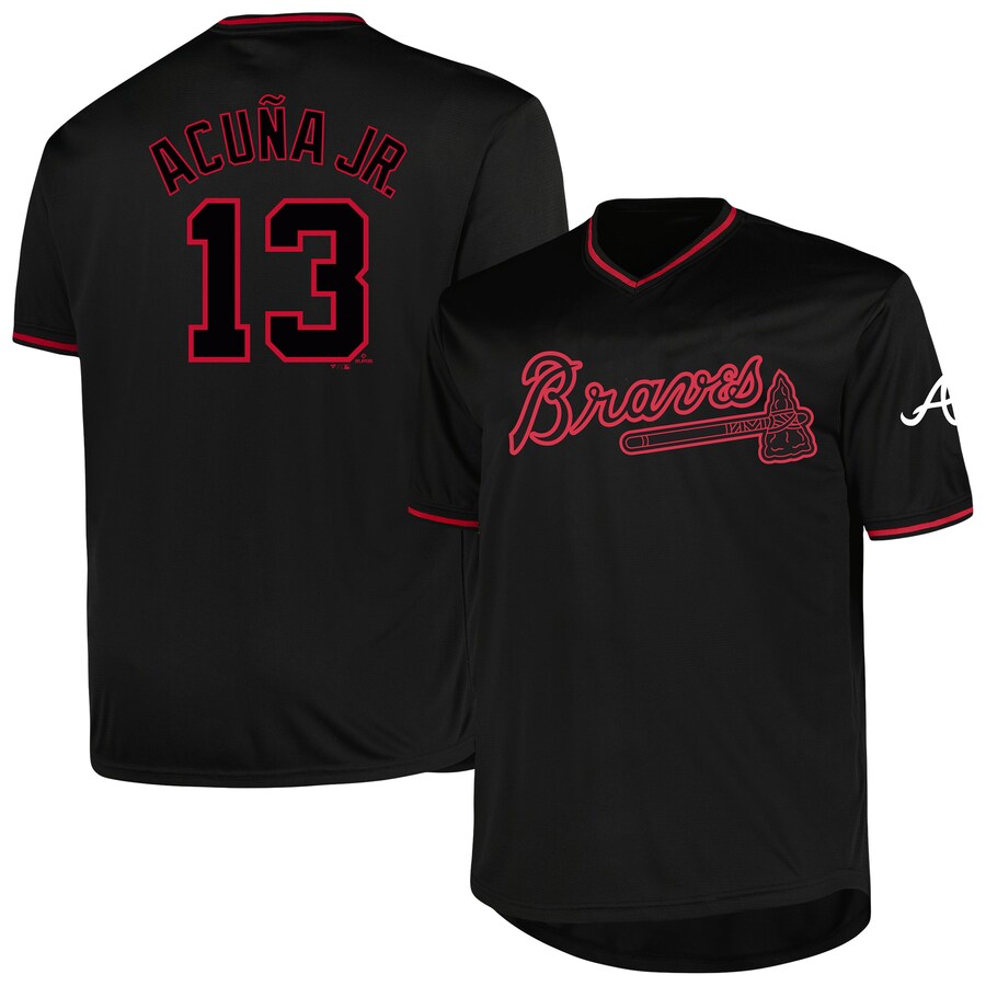 Men's Atlanta Braves Ronald Acuña Jr. Profile Black Big & Tall Pop Fashion Player Jersey - Jersey