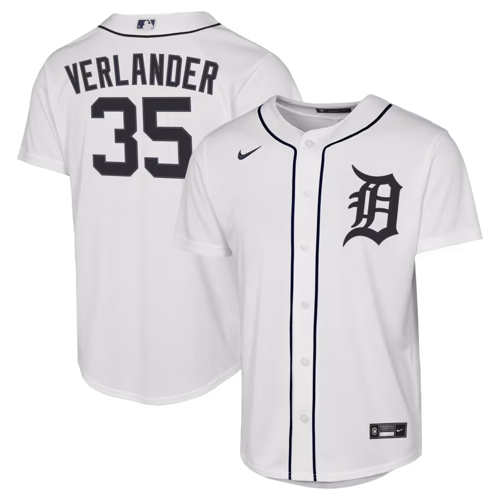Youth Detroit Tigers Justin Verlander Nike White Home Replica Jersey - Jersey