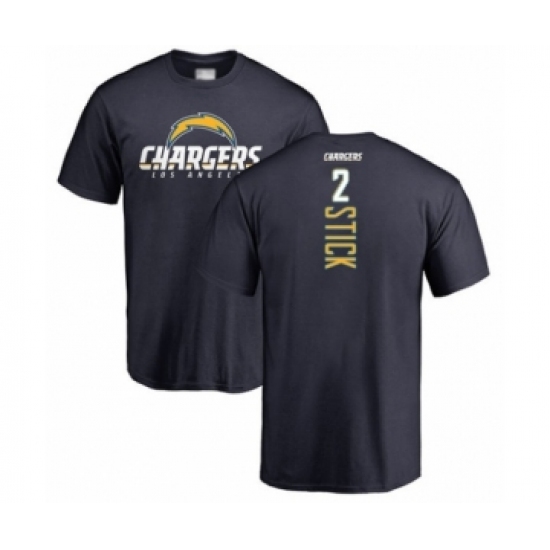 Football Los Angeles Chargers #2 Easton Stick Navy Blue Backer T-Shirt - Jersey