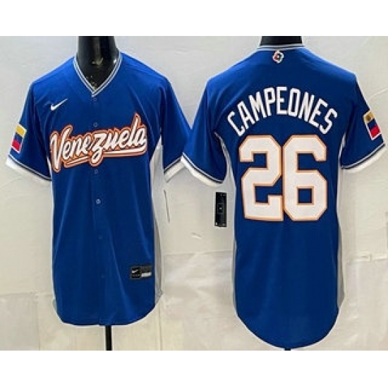 Men's Venezuela #26 Venezuela Blue 2026 World Baseball Classic Cool Base Jersey - Jersey