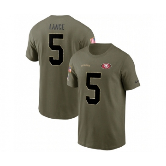 Men's San Francisco 49ers #5 Trey Lance 2022 Olive Salute to Service T-Shirt - Jersey