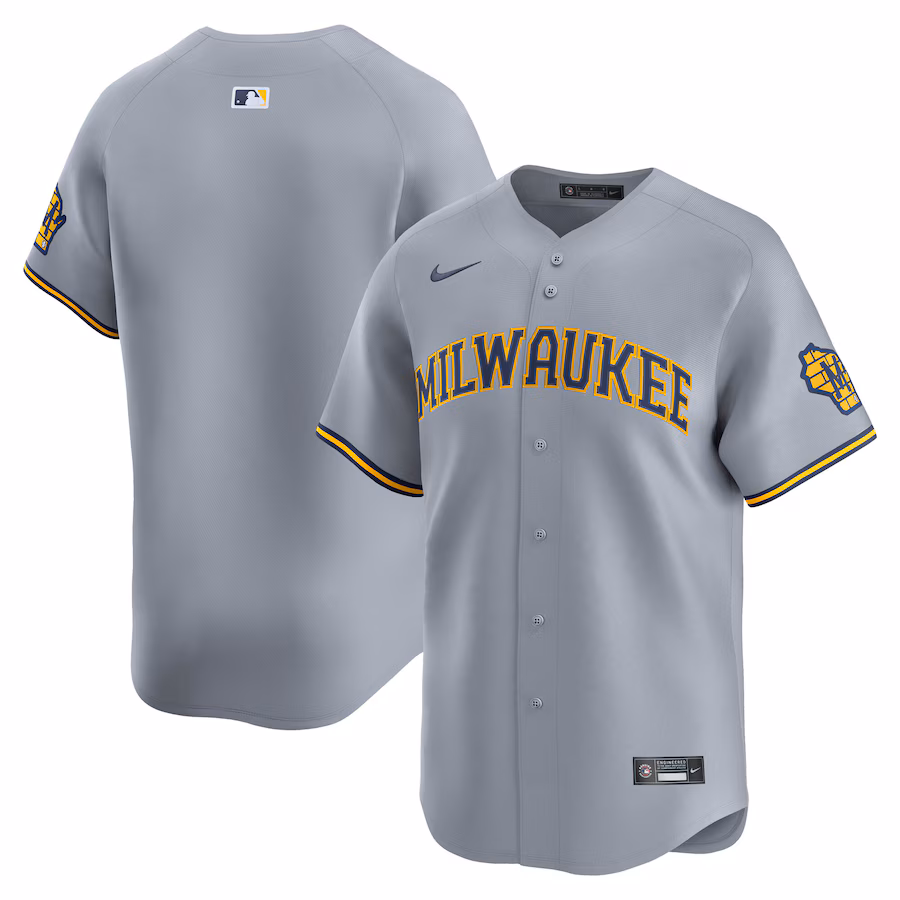 Men's Milwaukee Brewers Nike Gray Road Limited Jersey - Jersey