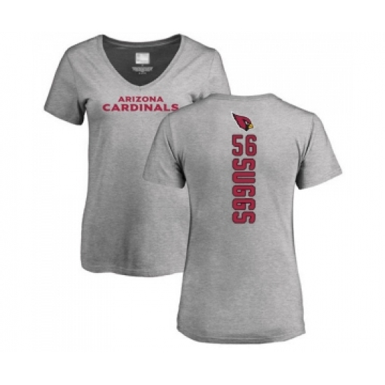 Football Women's Arizona Cardinals #56 Terrell Suggs Ash Backer V-Neck T-Shirt - Jersey