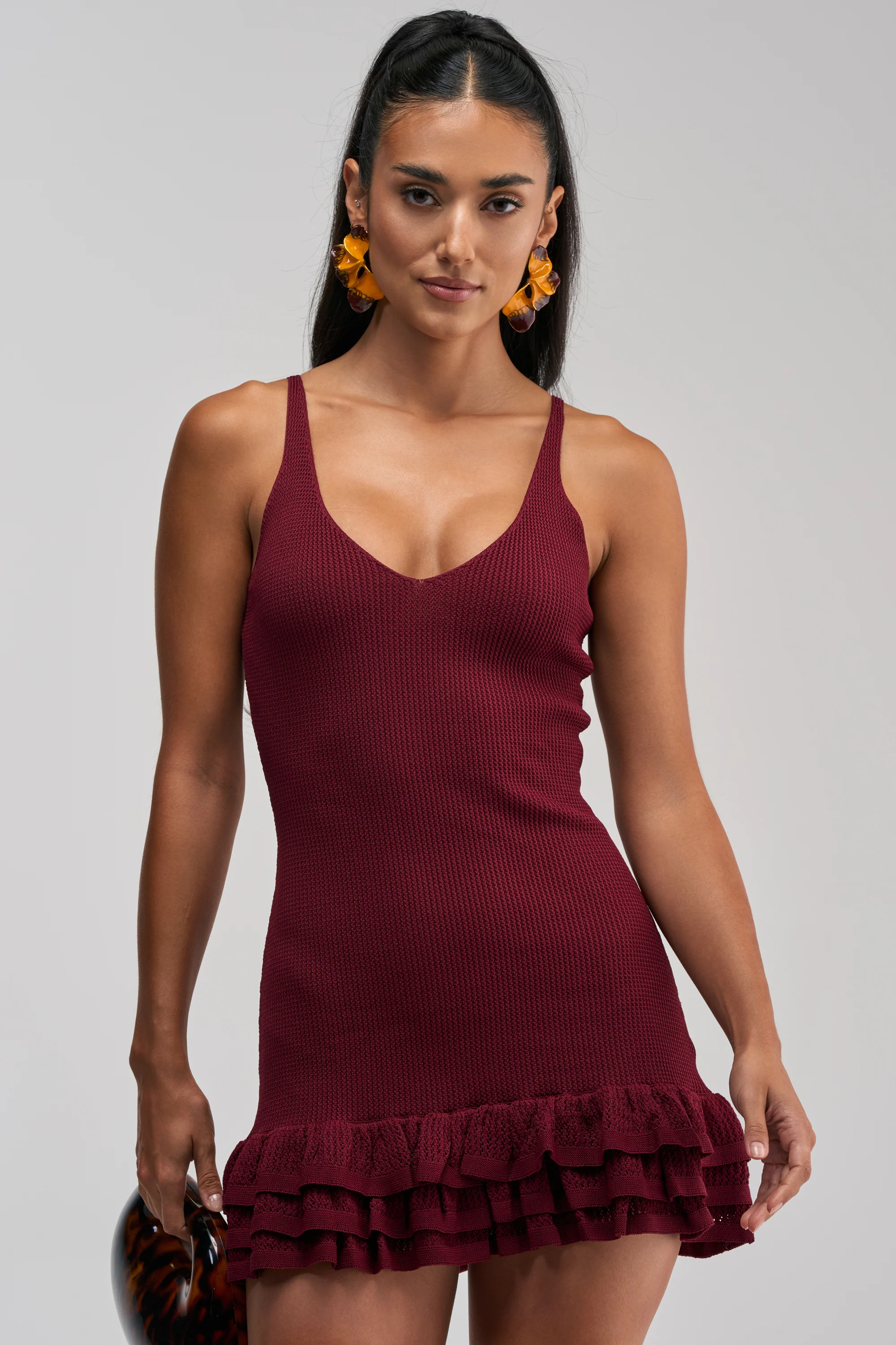 RUFFLE QUEEN MINI DRESS IN PLUM - Akira Wear