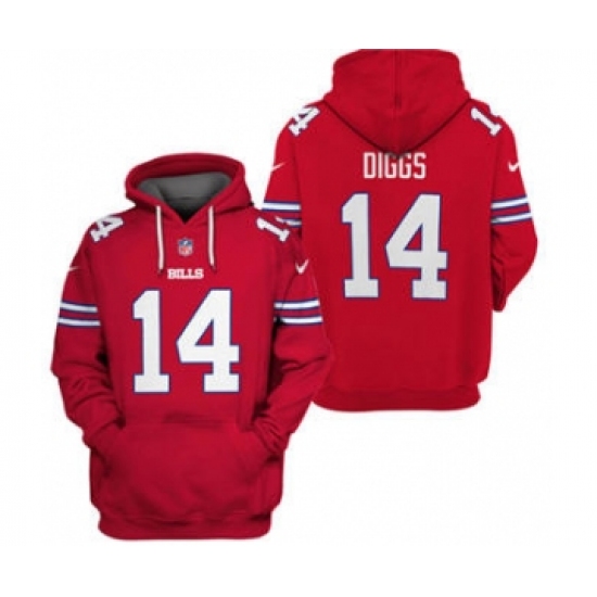Men's Buffalo Bills #14 Stefon Diggs 2021 Red Pullover Football Hoodie - Jersey
