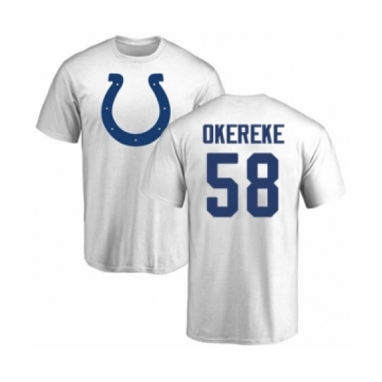 Football Indianapolis Colts #58 Bobby Okereke White Name & Number Logo T-Shirt - Jersey