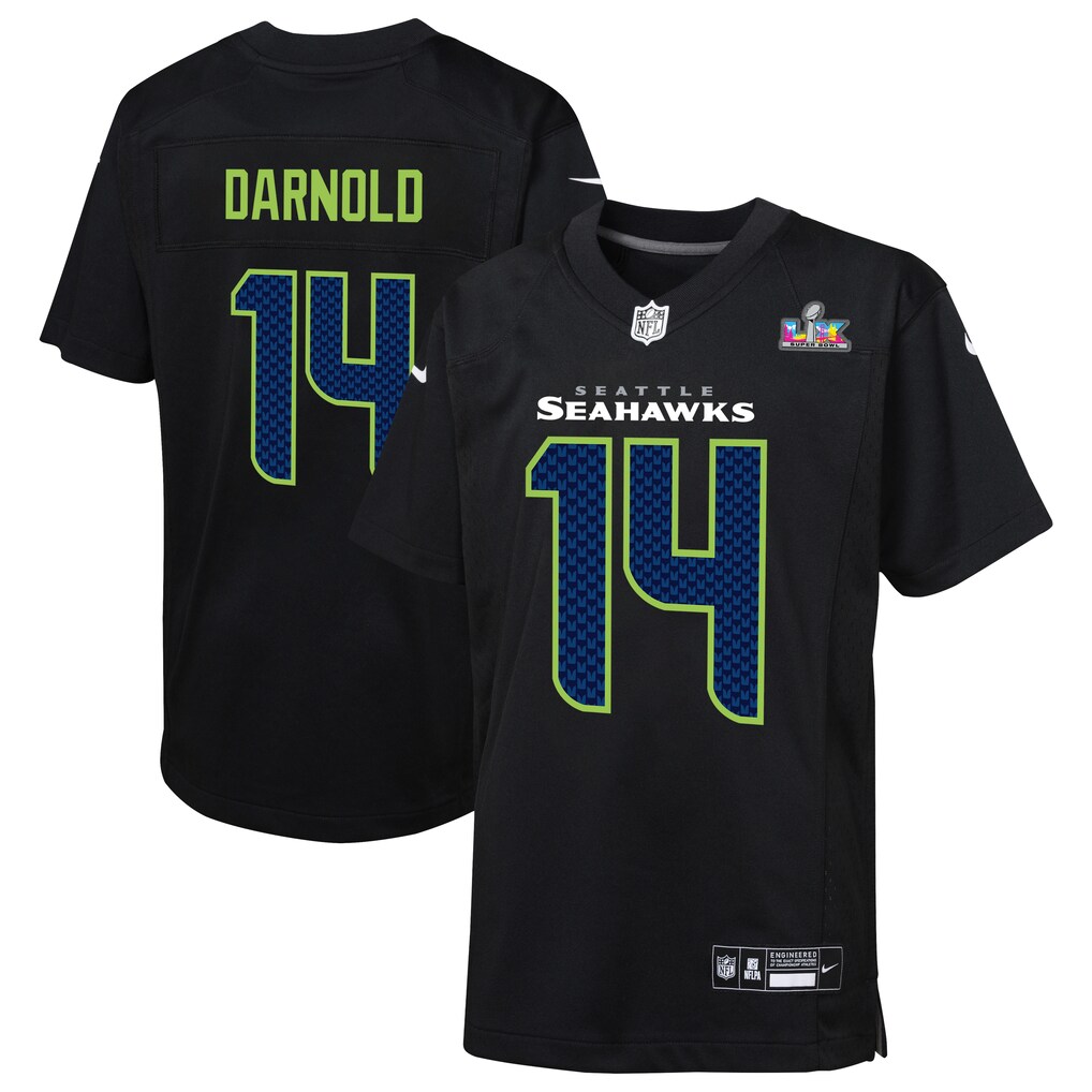 Youth Seattle Seahawks Sam Darnold Nike Black Super Bowl LX Carbon Fashion Game Jersey - Jersey