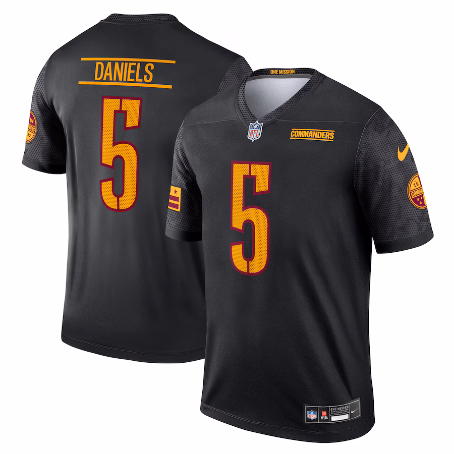 Men's Washington Commanders Jayden Daniels Nike Black Alternate Legend Jersey - Jersey
