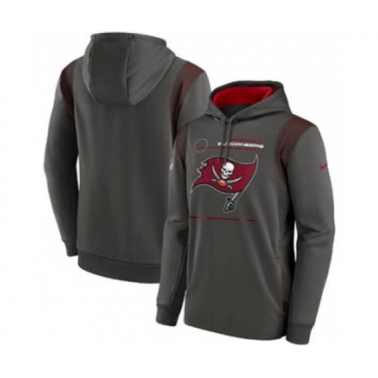 Men's Tampa Bay Buccaneers 2021 Pewter Sideline Logo Performance Pullover Hoodie - Jersey