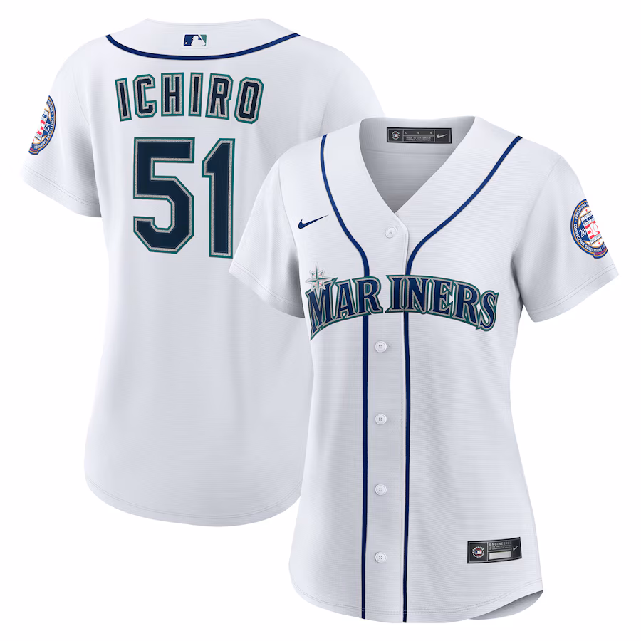 Women's Seattle Mariners Ichiro Suzuki Nike White 2025 Baseball Hall of Fame Replica Jersey - Jersey