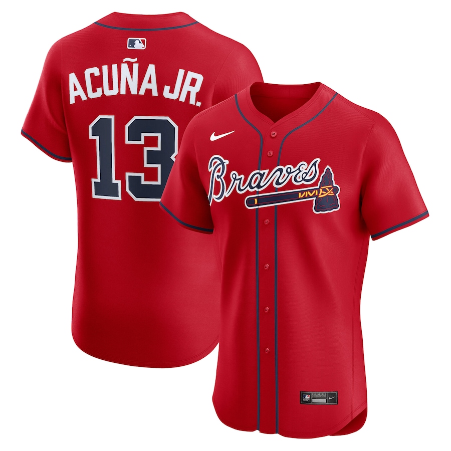 Men's Atlanta Braves Ronald Acuña Jr. Nike Red Alternate 2 Elite Jersey - Jersey
