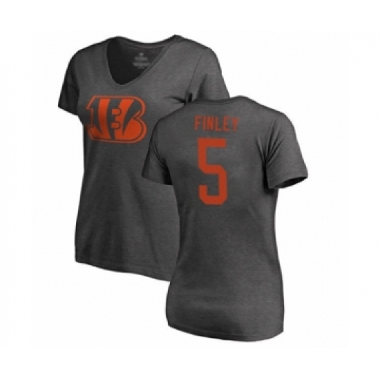 Football Women's Cincinnati Bengals #5 Ryan Finley Ash One Color T-Shirt - Jersey