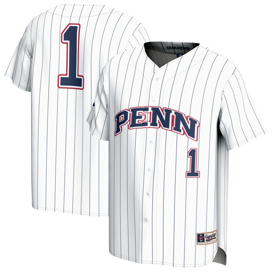 Youth GameDay Greats #1 White Pennsylvania Quakers Lightweight Collegiate Baseball Fashion Jersey - Jersey