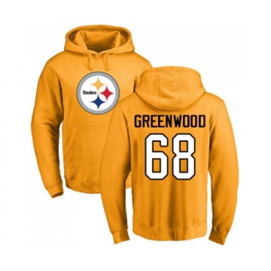 Football Pittsburgh Steelers #68 L.C. Greenwood Gold Name & Number Logo Pullover Hoodie - Jersey