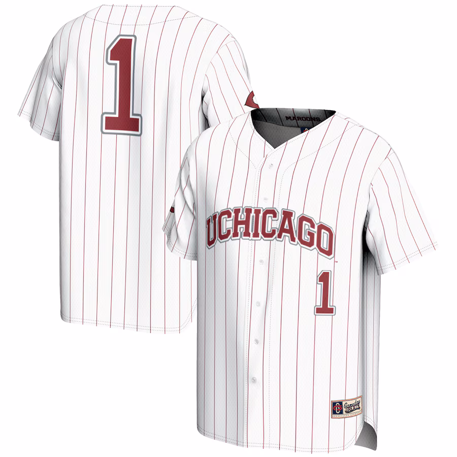 Men's GameDay Greats #1 White UChicago Maroons Lightweight Baseball Fashion Jersey - Jersey