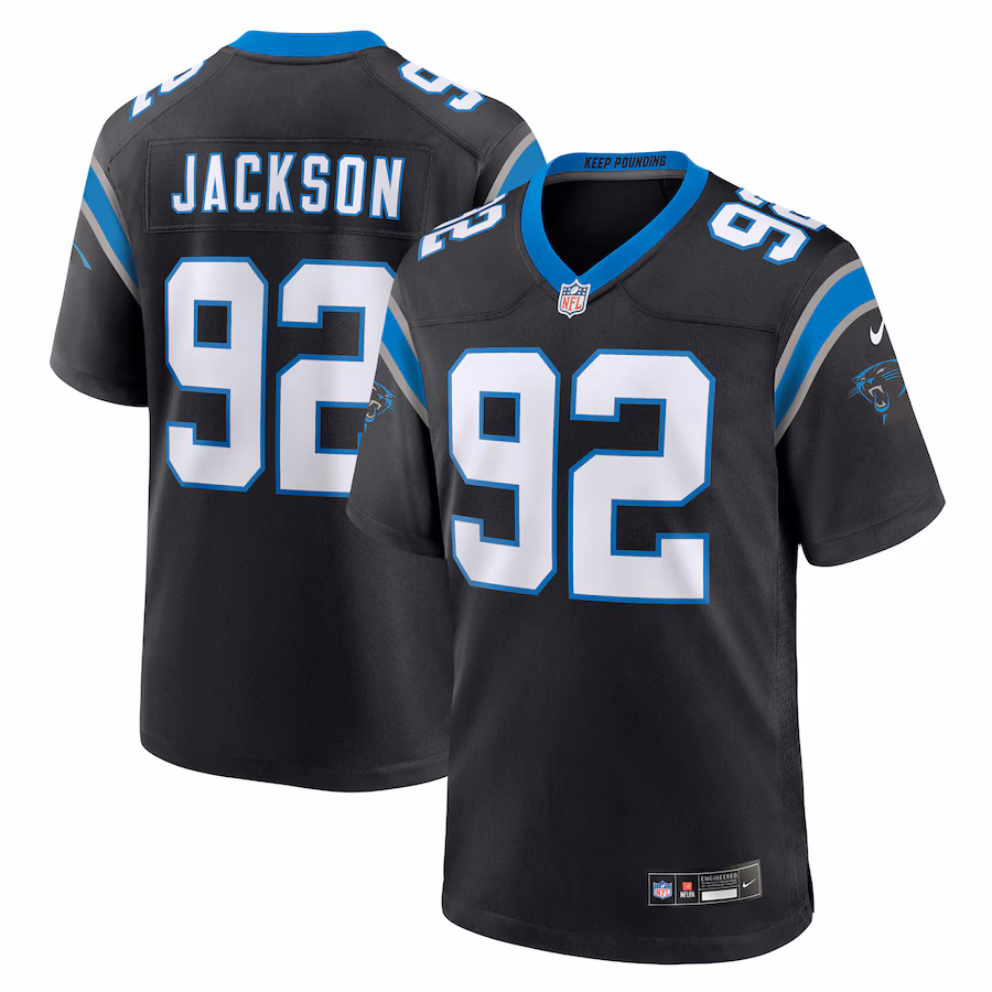 Men's Carolina Panthers Cam Jackson Nike Black Team Game Jersey - Jersey