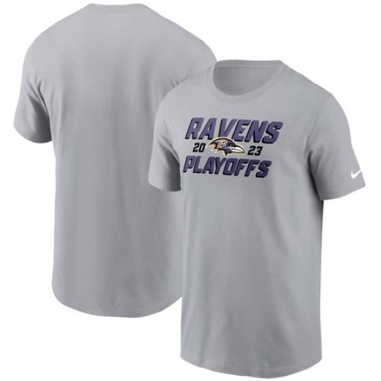 Men's Baltimore Ravens Gray 2023 Playoffs Iconic T-Shirt - Jersey