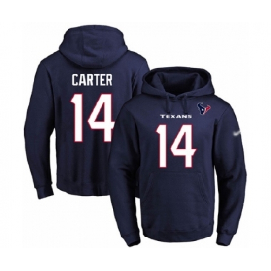 Football Men's Houston Texans #14 DeAndre Carter Navy Blue Name & Number Pullover Hoodie - Jersey