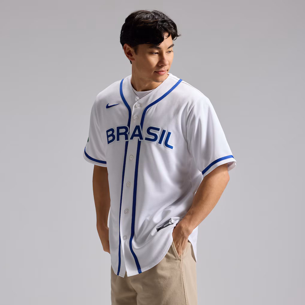 Men's Brazil Baseball Nike White 2026 World Baseball Classic Home Stadium Jersey - Jersey