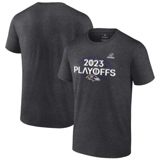 Men's Baltimore Ravens Heather Charcoal 2023 Playoffs T-Shirt - Jersey