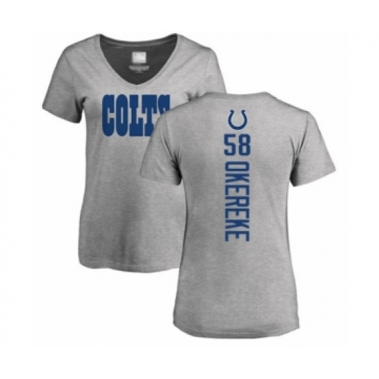 Football Women's Indianapolis Colts #58 Bobby Okereke Ash Backer T-Shirt - Jersey