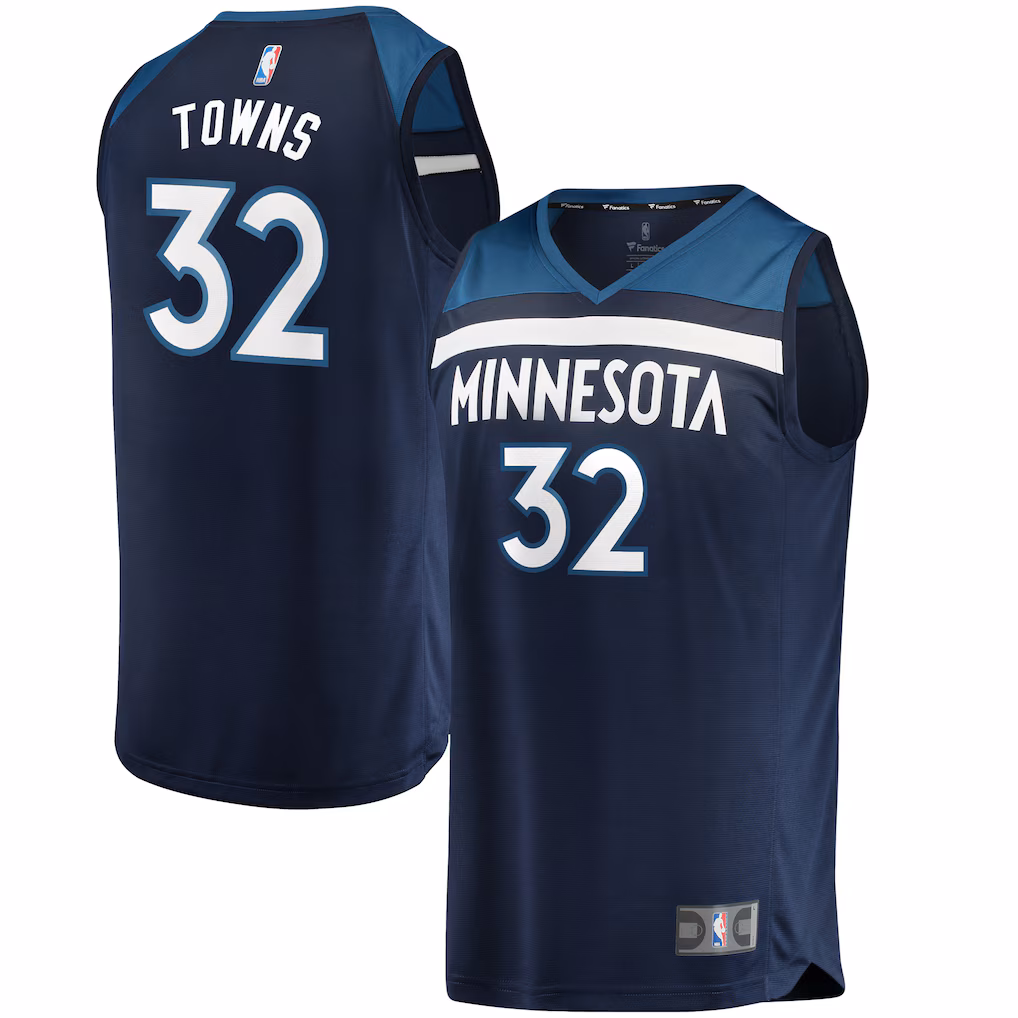 Men's Minnesota Timberwolves Karl-Anthony Towns Fanatics Navy Fast Break Replica Jersey - Icon Edition - Jersey