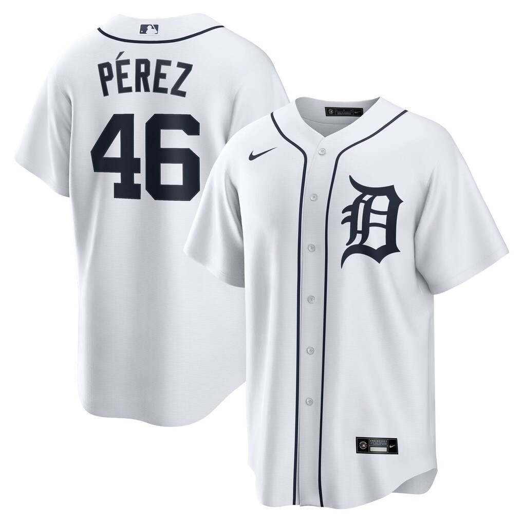 Men's Detroit Tigers Wenceel Pérez Nike White Home Replica Jersey - Jersey