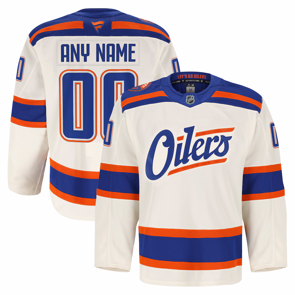 Men's Edmonton Oilers Fanatics Light Beige Alternate Authentic Pro Custom Jersey - Jersey