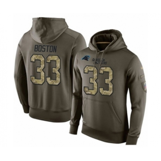 Football Carolina Panthers #33 Tre Boston Green Salute To Service Men's Pullover Hoodie - Jersey