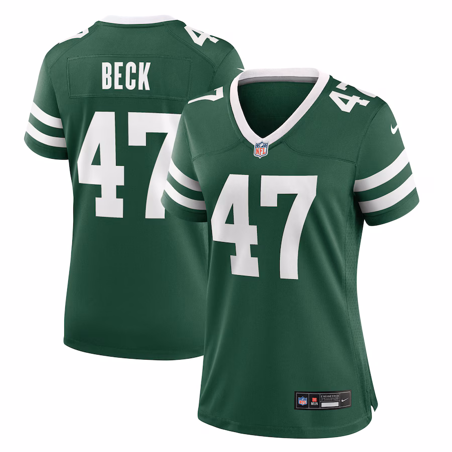 Women's New York Jets Andrew Beck Nike Legacy Green Team Game Jersey - Jersey
