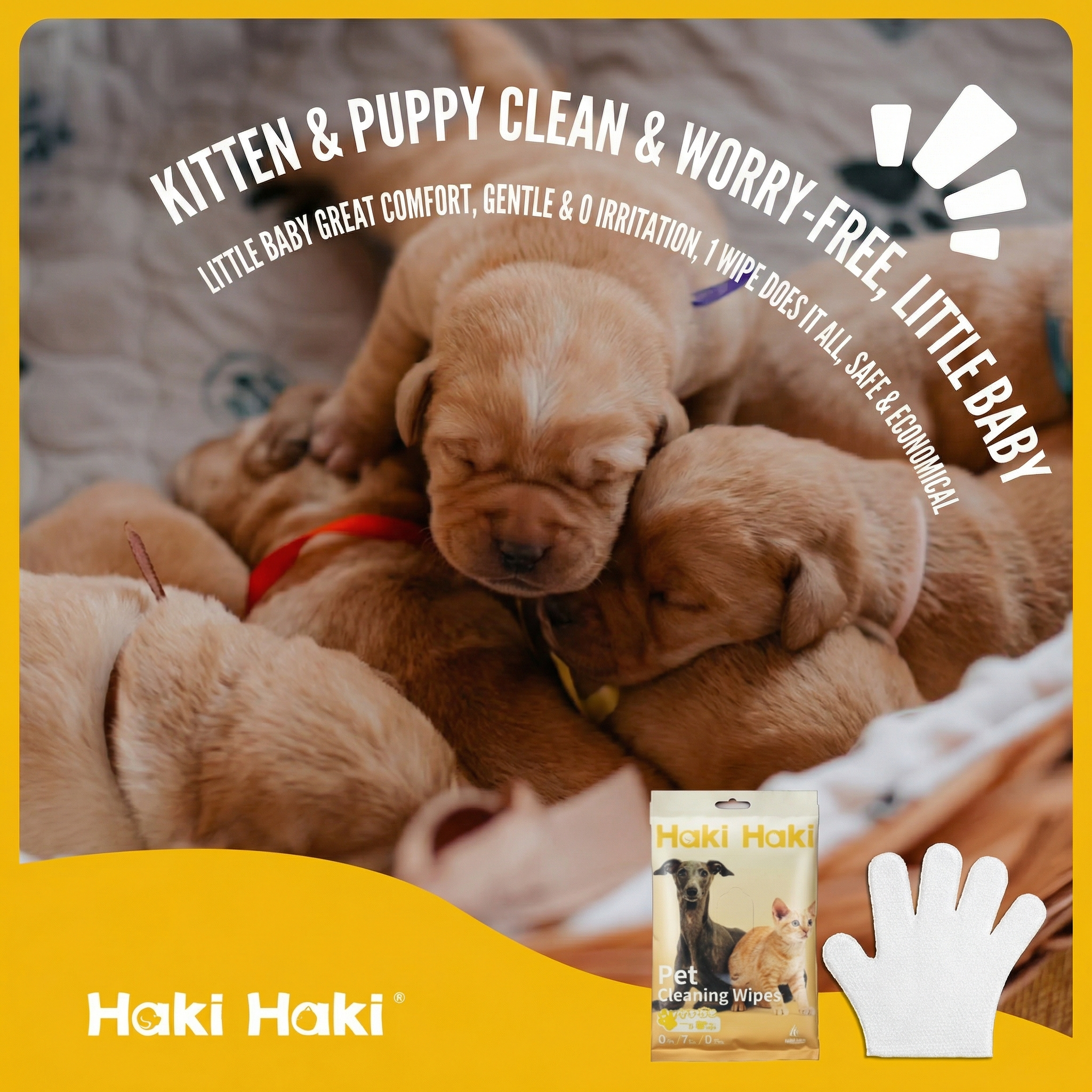 Haki Haki Pet Cleaning Glove Wipes